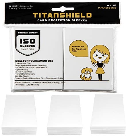 (150 Sleeves/White) Small Japanese Sized Trading Card Sleeves Deck Protector for Yu-Gi-Oh, Cardfight!! Vanguard & More