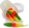 Feinripp Wurm Kunstköder für Forelle und Barsch aus Weichgummi mit Lamellen, Größen und Aromastoffe erhältlich, schwimmend, Farbe :Regenbogen (Knoblauch), Länge:50 mm