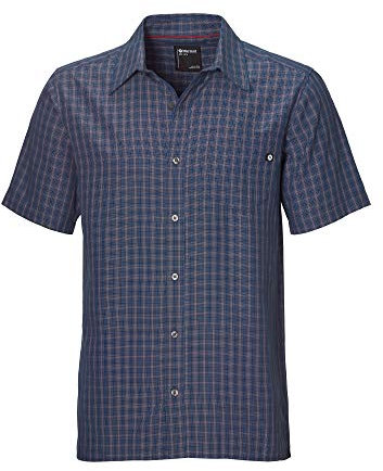 Marmot Herren Eldridge Shortsleeve, Kurzarm-Wanderhemd, schnell trocknendes Reisehemd mit Sonnenschutz, atmungsaktiv und packbar, Arctic Navy, S