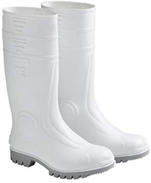 Rossini Trading Stivale Uso Alimentare TTI070 da Lavoro Uomo Donna in Gomma PVC Suola Antiscivolo anticaseina Resistenza solventi Oli Benzine Protezione Bianco (45)