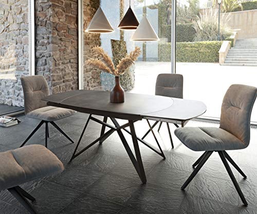 DELIFE Esszimmertisch Carlow Grau Keramik 130/200x95x76 cm ausziehbar