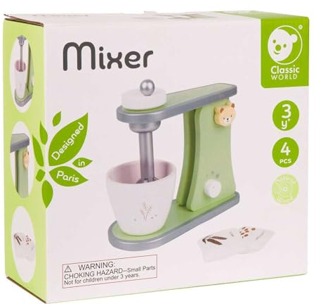 Classic World Mezclador de Madera Accesorios de Cocina Mezcladores Juguetes de Madera 3 4 5 6 años Verde Blanco para niño para niña