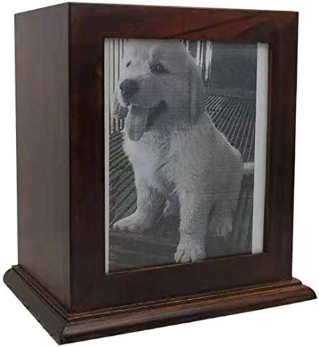 Pet Holz Memorial Urn für Asche, Bilderrahmen Aufbewahrungsschachtel für Hunde Katzen, Funerary Schatullen Supplies Burly Holz Urnen Pet Lovers,Braun