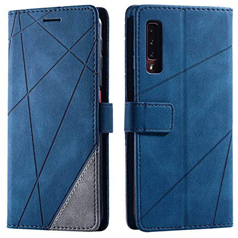 SONWO Hülle für Samsung Galaxy A7 2018, Premium Leder PU Handyhülle Flip Case Wallet Silikon Bumper Schutzhülle Klapphülle für Galaxy A7 2018, Blau