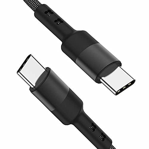 YSJJZRL Câble USB C vers USB C, (1M) PD 60W Chargeur rapide USB Type C Cordon tressé Compatible avec Samsung Galaxy S21 S21 + S20 + S10 Note 20 Ultra 10 et plus (Noir)