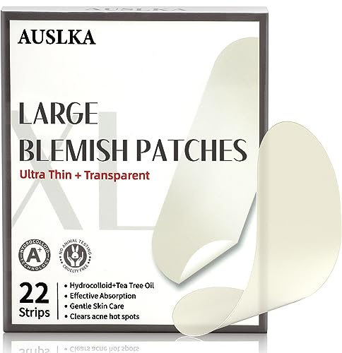 AUSLKA Blemishes Patches - 22 Strips, Hydrocolloid Blemishes Dots - Large Blemishes Patch - Blemishes Stickers - Zit Breakouts - Suitable for Larger Area Outbreaks