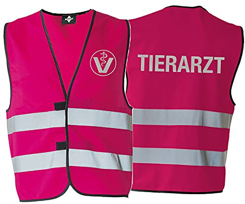 Generisch Warnweste Sicherheitsweste TIERARZT mit reflektierendem Aufdruck 8 Farben 5 Größen (Pink, XXL)