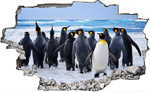 Wandtattoo Wandsticker Wandaufkleber 3D-Effekt Durchbruch Pinguine für Babyzimmer Kinderzimmer 80x120cm
