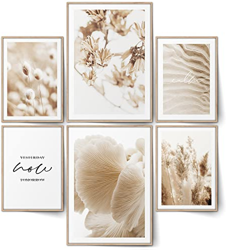 BLCKART Boho Beige Poster Set Bohemian Dream Doppelseitige Bilder Deko (L | 2x A3 | 4x A4 | ohne Rahmen)