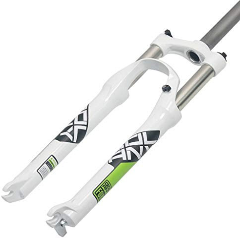 QHY MTB Forcella Ammortizzata Bici 24 Pollici Forcella da Bicicletta Olio Primavera Dritto 28,6mm Corsa 110mm Freno Disco HL QR 9mm 1780g (Color : White, Size : 24'')