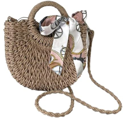 Straw Tote Bag for Women - YYW Fashion Natural Weave Straw Bag Straw Shoulder Bag Handbag with Drawstring for Women Girl Gift