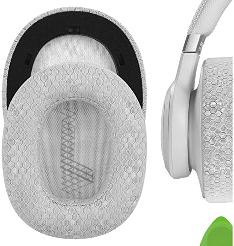 Geekria Comfort Mesh Fabric Replacement Ear Pads for JBL Live 650 BTNC, Lifestyle E65BTNC, Duet NC, Live 660 BTNC Headphones Ear Cushions, Headset Earpads, Ear Cups Repair Parts (Grey)