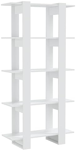vidaXL Bücherregal Raumteiler Standregal Aktenregal Wandregal Regal Raumtrenner Aufbewahrung Büroregal Bücherschrank Hochglanz-Weiß 80x30x160cm