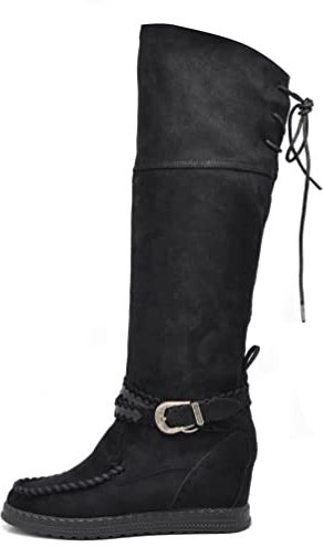IF Fashion Scarpe Stivali Indianini Alti da Donna Zeppa Interna 84-3 Nero N.38