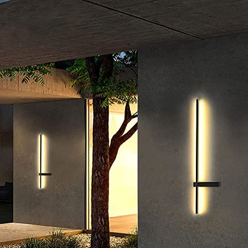 FAZRPIP LED-Wandleuchte 2er-Pack Bar Outdoor Long Strip Wandleuchten IP54 wasserdichte Lange Lichtleisten Schwarze lineare Lichter in schwarzem Aluminiumkörper für Tor-Haustür-Außenwand