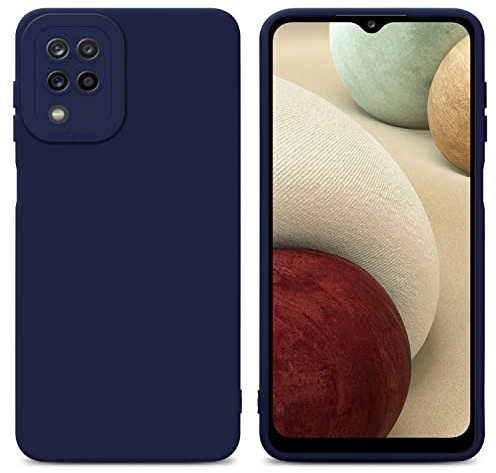 Cadorabo Hülle kompatibel mit Samsung Galaxy A12 / M12 Schutzhülle TPU Silikon Case Liquid Design mit Kameraschutz Slim Kratzfest Weiche Gummi mit Rundumschutz Case Hülle für Galaxy A12 / M12 in Blau