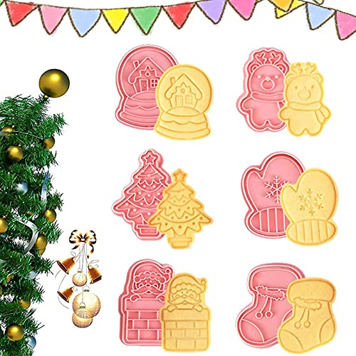 Tuofang Formine per Biscotti Natalizi, 6pcs Stampo per Biscotti Natalizi, Formine Biscotti Natale 3D, Formine Biscotti Plastica, forme assortite,per Decorare Biscotto, Dolci, Torta (A)