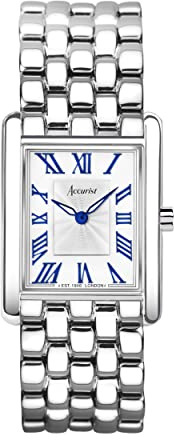 Accurist Rectangle Womens Analogue Watch 26mm dial Silver Stainless Steel | 30 Metres Water Resistance, dual-texture dial, Japanese quartz movement