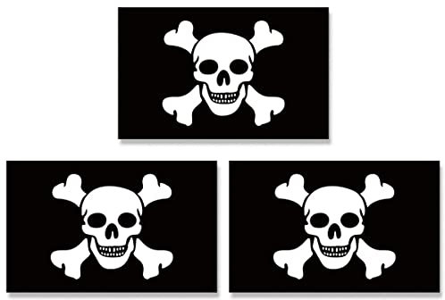 JBCD Magnet-Aufkleber, Motiv Piraten, Jolly Roger-Flagge, Jack Rackham-Magnet, für Auto, SUV, LKW, 3 Stück, 7,6 x 12,7 cm