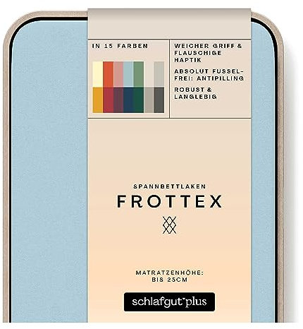 schlafgut Frottex Spannbettlaken 180x200cm bis 200x200cm - Blue Light - 75% Baumwolle, 25% Polyester, Oeko-TEX Zertifiziert - Matratzenhöhe bis 25 cm, Frottee Bettlaken