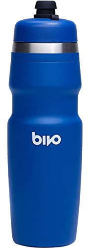 Bivo Duo 25oz Non Insulated Stainless Steel Bike Water Bottle - Lightweight for Cycling, Hiking, Sports - No Plastic Taste, Fits Most Cages, Dishwasher Safe - (True Blue)