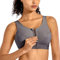 SYROKAN Women's Sports Bra High Impact Front Fastening Zipper Wireless Post Surgery Support Workout Bra The Wild Wood 38B