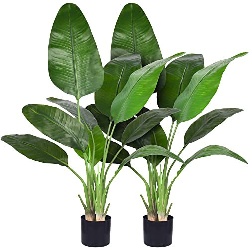 Künstliche Areca-Palme – Künstliche Pflanzen, Paradiesvogel, Palme, künstliche tropische Palme, Topfdypse, Lutescens für Zuhause, Büro, Einweihungsgeschenk (122 cm, verbesserter Paradiesvogel)