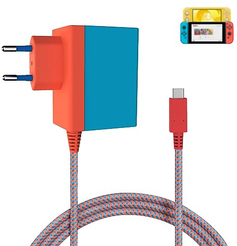 Caricatore per Nintendo Switch/Switch Lite/Switch OLED,USB C Type-C Adattatore AC Ricarica Rapida,15V/2.6A supporta la modalità TV e Dock Station