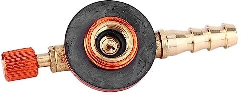 Camping Gas Refill Adapter, Red Brass Outdoor Camping Stove Gas Bottle Adaptor Inlet Inner Diameter 10MM Outlet Inner 4MM Outlet Outer 9MM