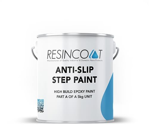 Resincoat Medium Anti Slip Step & Ramp Paint, Long Lasting Slip Resistance, 100% Epoxy No Solvents (1Kg, Light Grey)