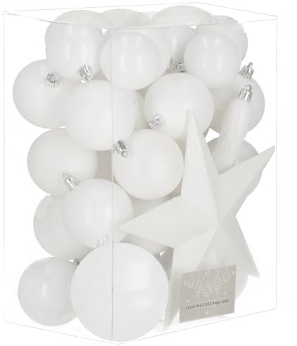 SPRINGOS Christbaumkugeln-Set Kunststoff 33-teilig Verschiedene Größen Weihnachtskugeln