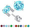 ZOCOYUU Titan Schraube zurück chirurgischen Edelstahl Ohrstecker für Frauen Männer, hypoallergene Birthstone Ohrstecker Double Side 5A Cubic Zirconia Ohrstecker Schmuck 6mm (März (Aquamarin))
