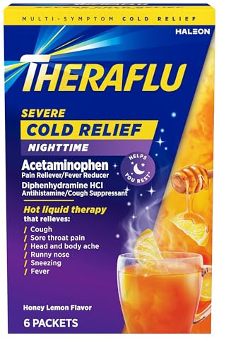 TheraFlu Nighttime Severe Cold Relief Honey Lemon Flavor Powder - 6 Ct