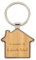 Porte clé en bois maison personnalisé gravé – Porte-clef en bois et métal argenté – Gravure texte sur ce porte-clés