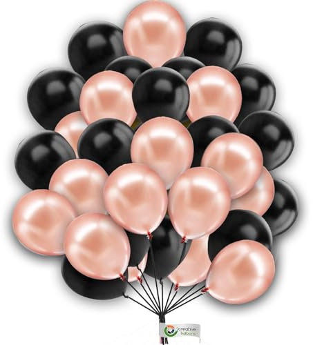 Black & Rose-Gold Balloons Pack - 12 Inch Balloons (30 Pack) for Balloon Garland & Arch Party Decorations