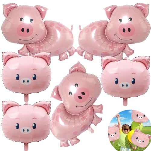 MEZHEN Folienballon Schwein Geburtstagsdeko Ballon Rosa Schweinchen Luftballon Folie Kindergeburtstag Deko Geburtstag Luftballons Helium für Dschungel Bauernhof Geburtstagsfeier