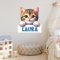 GRAZDesign Tier Wandtattoo Katze mit Namen personalisiert für Tür, Schrank oder Wand, Wandaufkleber Mädchen & Jungen