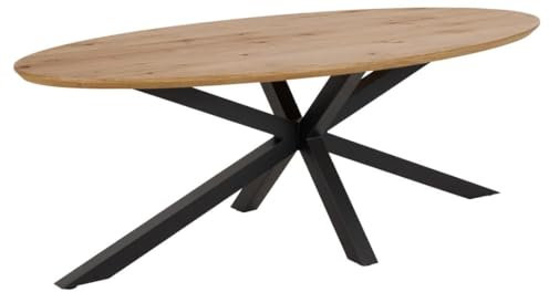 Wild Oak Oval Esstisch, Schwarzer Kreuzfuß, 220x100cm