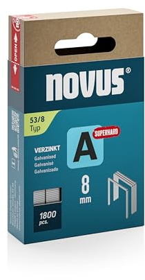Novus Feindrahtklammern A Typ 53 8 mm (Rückenbreite: 11,3 mm, Drahtbreite: 0,75 mm, 1.800 Stück, Härtegrad superhart, Material: verzinkter Stahldraht) 042-0775