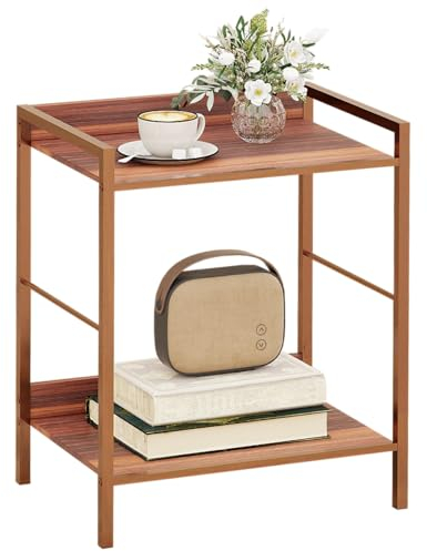 Table d'appoint, Petite Table d'appoint 43 cm, Table de Chevet étroite pour Chambre à Coucher, Table d'entrée pour Salon, Table Basse d'extérieur, Marron Rustique