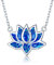 Opal Lotus Kette Damen 925 Sterling Silber Anhänger Halskette Yoga Heilung Charms Blume Schmuck Geschenke für Frauen (Blauer Opal)