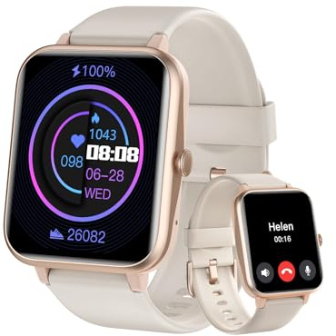 HUAKUA Smartwatch 1,85 Zoll Touchscreen mit Bluetooth Anrufe für Damen Herren,Sportuhr mit Herzfrequenzmessung,SpO2,Schrittzähler,Schlafmonitor,110+ Trainingsmodi für iOS Android Handy