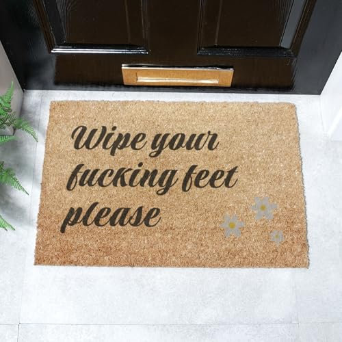 Artsy Mats - Fucking Feet Doormat - Made from Tufted Coconut Fibre - Non-Slip Natural Rubber Backed Door Mats Indoor - Heavy Duty, Decorative Outdoor Mats (60x40cm)