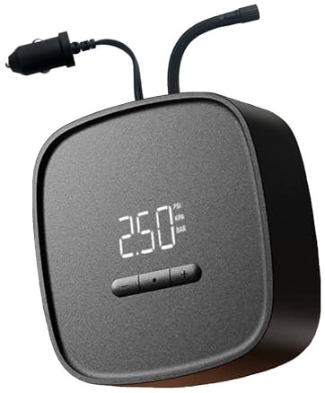 QICYCLE Ignífugo A1 Inflador Ruedas Coche, 12V Compresor Aire Portatil Coche con Manómetro Digital, Función Memoria y 2.9M Cable, Mini Compressore Portatile con Schrader Valvole para Coche
