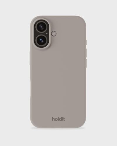 holdit Silikonhülle iPhone 16-0,8mm Ultra dünn Handyhülle Silikon - Trendy Slim Silicone case mit Voller Schutz (erhöhte Kante für Kameraschutz) - Taupe