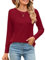 Beluring Tshirt Damen Oversize Rundhals Oberteile Raglan Langarm Tunika Longshirt Weinrot XXL
