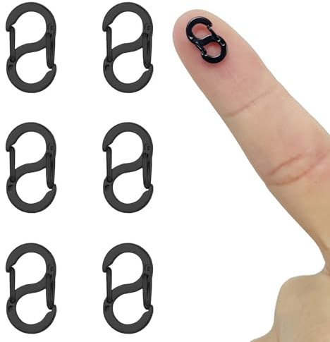 NICEIN 6 Stück Doppelt zu öffnende Kettenverschluss, S-Lock-Armband Verschlüsse,Verschlüsse für Armbänder aus Edelstahl,mini Karabiner,Kurzer Armband Verschluss (Schwarz-12mm)