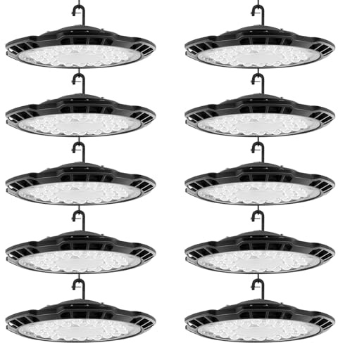 Litglobe 150W 10 Stück LED Hallenstrahler,15000LM LED Werkstatt Deckenleuchte,6500K Kaltweiß Hallenbeleuchtung,IP65 Wasserdichte UFO Werkstattlampe,Industrielampe High Bay Licht für Fabriken Garage