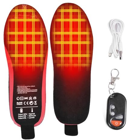 Beheizte Einlegesohlen Mit Fernbedieung, USB Wiederaufladbar Beheizbare Thermosohlen Fußwärmer, Verschiedene Größen, Beheizbare Sohlen Für Herren Und Damen, Wiederaufladbare Ohlen