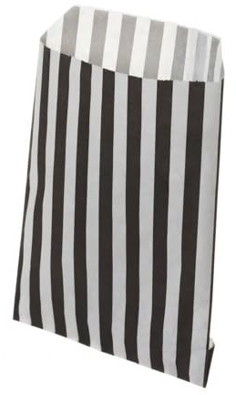 Sabco 100 gestreifte Papiertüten – Pick N Mix Beutel (schwarz, 25,4 x 35,6 cm)